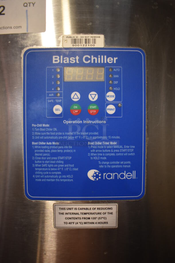 2013 Randell BC-18 Stainless Steel Commercial Floor Style Blast Chiller. 115/230 Volts, 1 Phase. 40x36x71 - Image 6 of 6