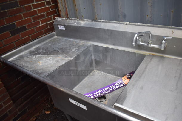 Stainless Steel Commercial 2 Bay Sink w/ Dual Drain Boards, Faucet and 2 Handle Sets. 124x32x45. Bays 22x26x13. Drain Boards 24x29x1 - Image 5 of 5