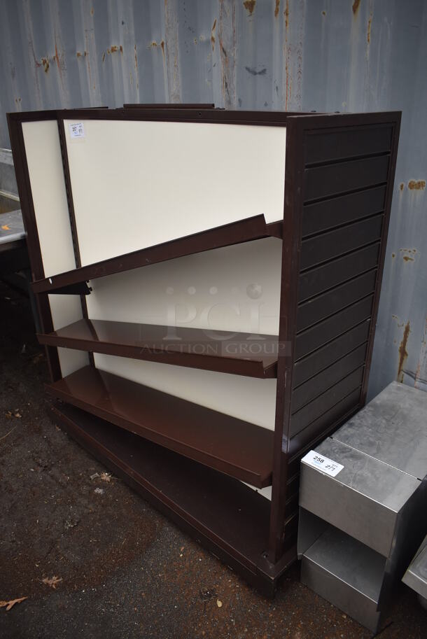 Brown Metal Shelving Unit on Casters. 51x19x54