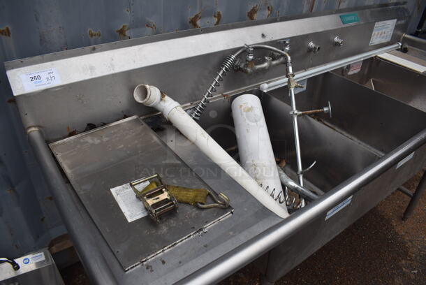 Stainless Steel Commercial 3 Bay Sink w/ Dual Drain Boards. 90x30x44. Bays 18x24x10. Drain Boards 16x26x1 - Image 2 of 5