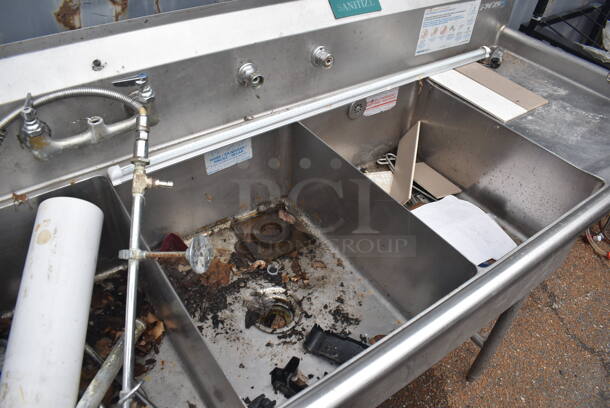 Stainless Steel Commercial 3 Bay Sink w/ Dual Drain Boards. 90x30x44. Bays 18x24x10. Drain Boards 16x26x1 - Image 3 of 5