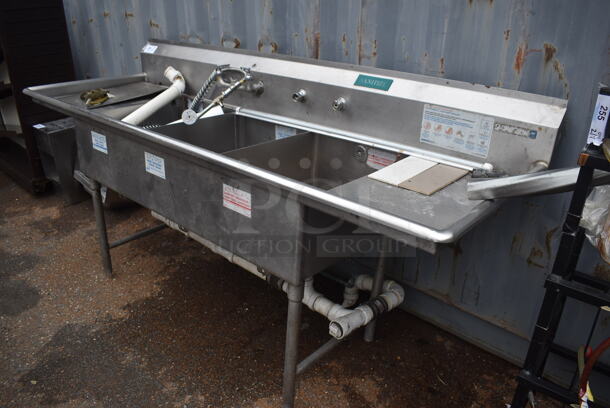 Stainless Steel Commercial 3 Bay Sink w/ Dual Drain Boards. 90x30x44. Bays 18x24x10. Drain Boards 16x26x1 - Image 5 of 5