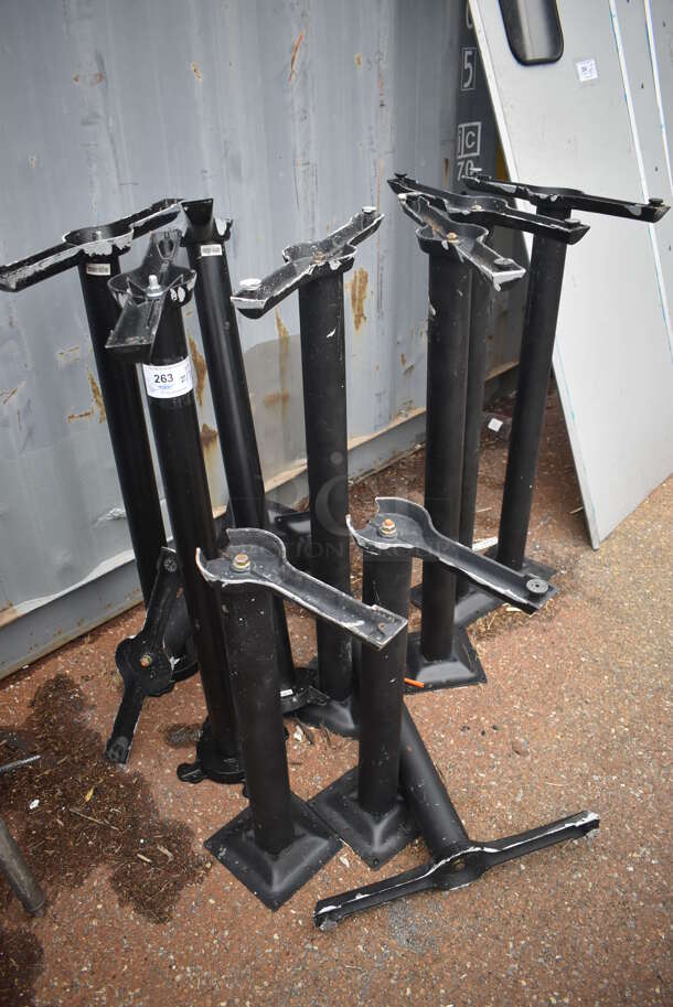 ALL ONE MONEY! Lot of 10 Black Metal Table Bases; 7 Bar Height and 3 Dining Height. 22x8x41, 22x8x28 - Image 1 of 4