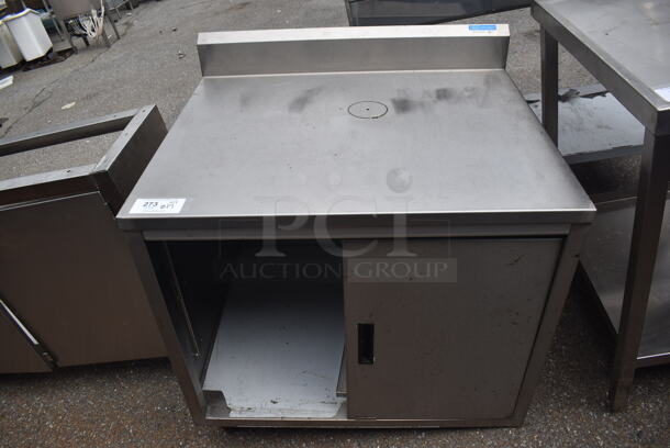 Stainless Steel Table w/ Back Splash, Under Shelf and 2 Doors. 36x30x40 - Image 1 of 4