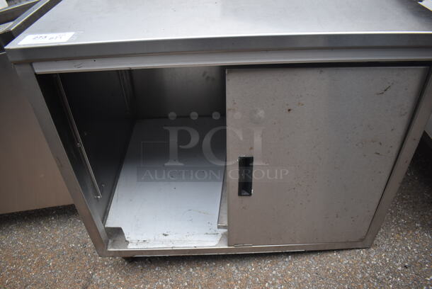 Stainless Steel Table w/ Back Splash, Under Shelf and 2 Doors. 36x30x40 - Image 3 of 4