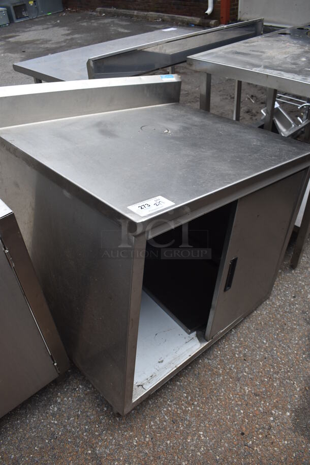 Stainless Steel Table w/ Back Splash, Under Shelf and 2 Doors. 36x30x40 - Image 4 of 4