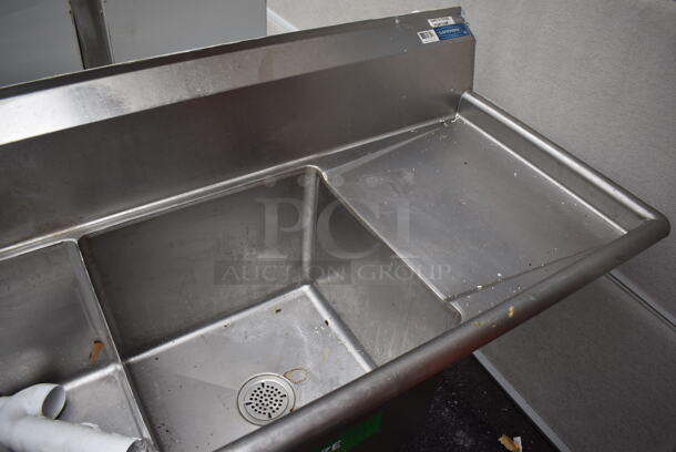 Stainless Steel Commercial 3 Bay Sink w/ Dual Drain Boards. 90x24x45. Bays 18x18x14. Drain Boards 16x20x1 - Image 4 of 5