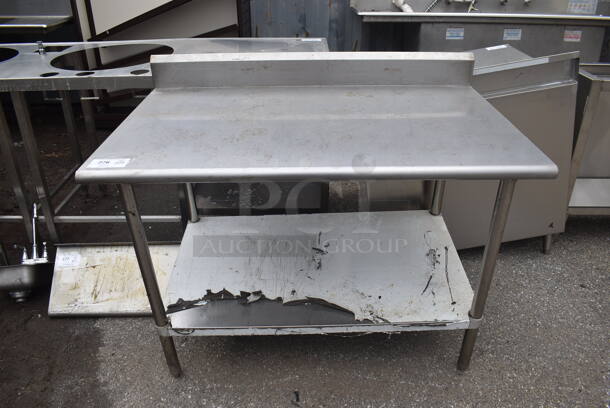 Stainless Steel Table w/ Back Splash and Under Shelf. 48x30x40 - Image 1 of 3