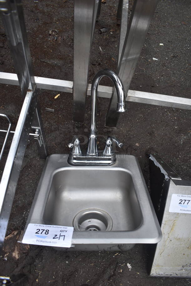 Stainless Steel Single Bay Drop In Sink w/ Faucet and Handles. 12x14x19