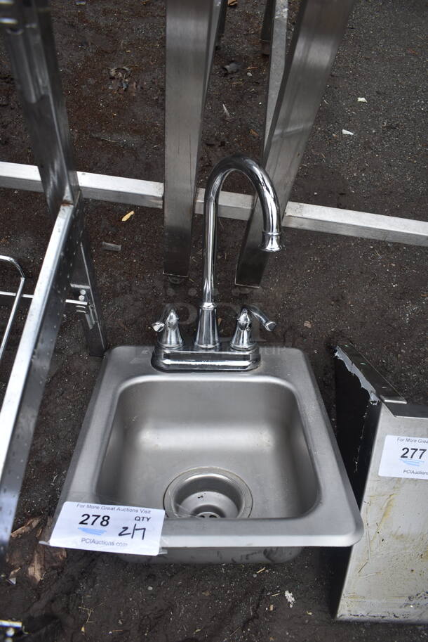 Stainless Steel Single Bay Drop In Sink w/ Faucet and Handles. 12x14x19 - Image 1 of 3