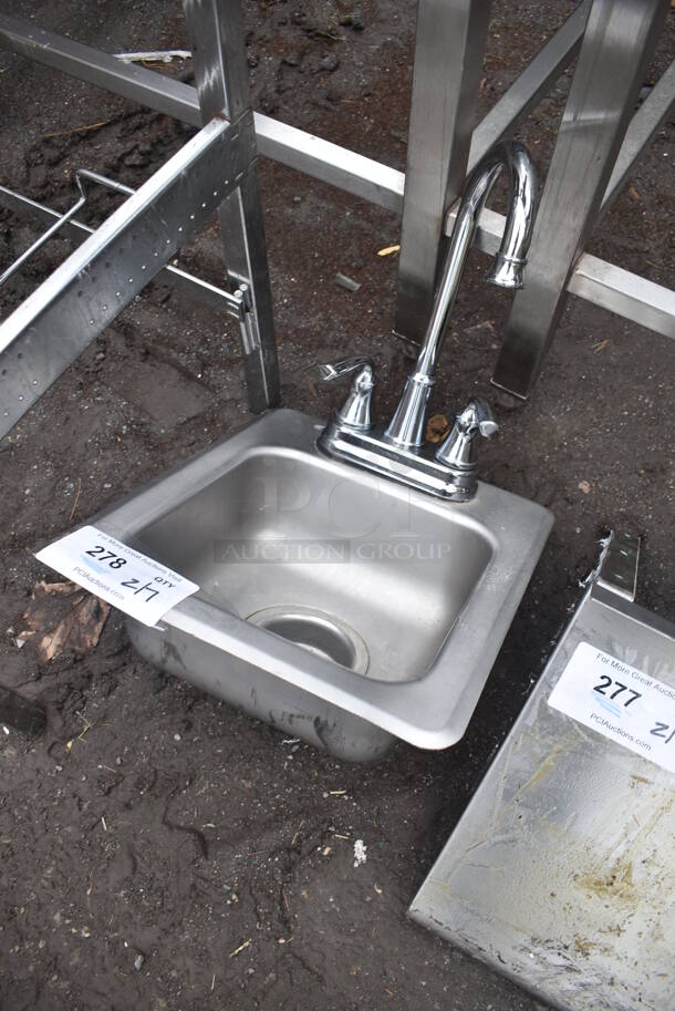 Stainless Steel Single Bay Drop In Sink w/ Faucet and Handles. 12x14x19 - Image 2 of 3