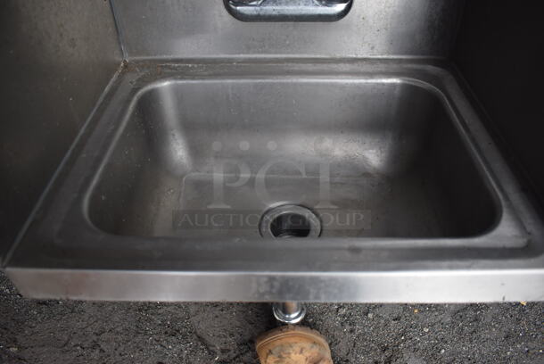 Stainless Steel Single Bay Wall Mount Sink w/ Faucet, Handles and Side Splash Guards. 17x15x24 - Image 4 of 4