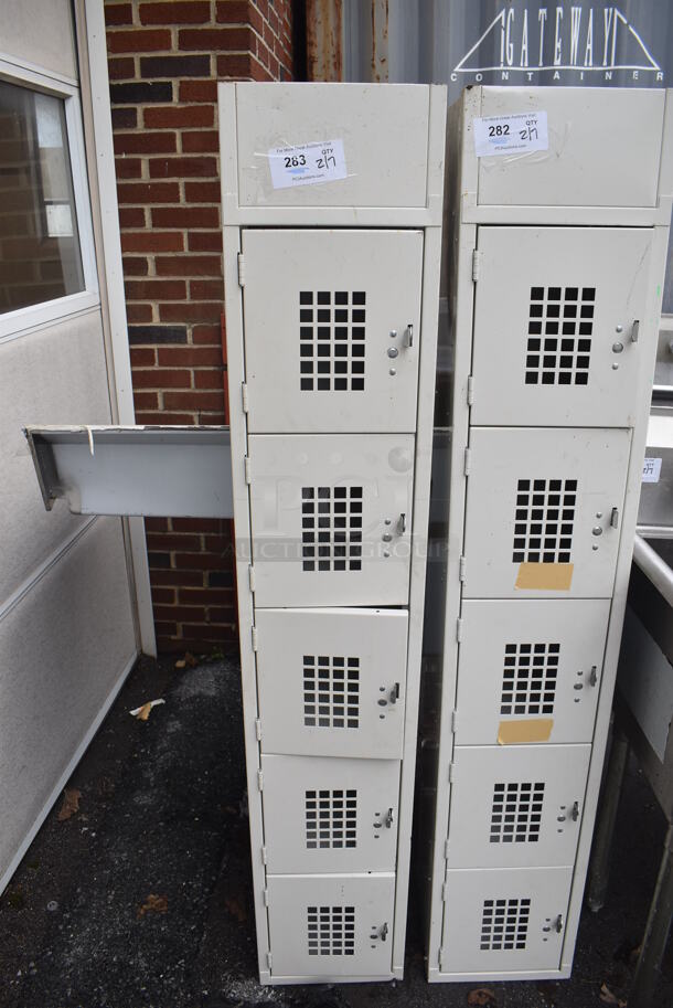 Tan Metal 5 Cubby Locker. 12x12x66.5