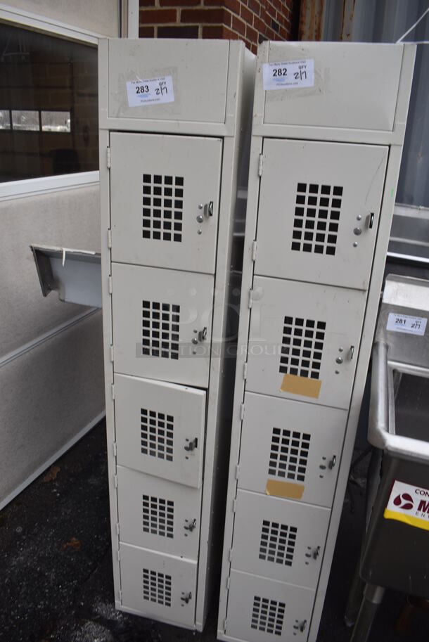 Tan Metal 5 Cubby Locker. 12x12x66.5 - Image 3 of 4
