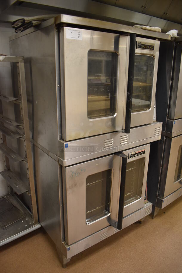 2 Garland Master 200 Stainless Steel Commercial Natural Gas Powered Full Size Convection Ovens w/ View Through Doors, Metal Oven Racks and Thermostatic Controls. BUYER MUST REMOVE. 38x42x71.5. 2 Times Your Bid! Tested and Working! (Pastry Kitchen) - Image 2 of 9