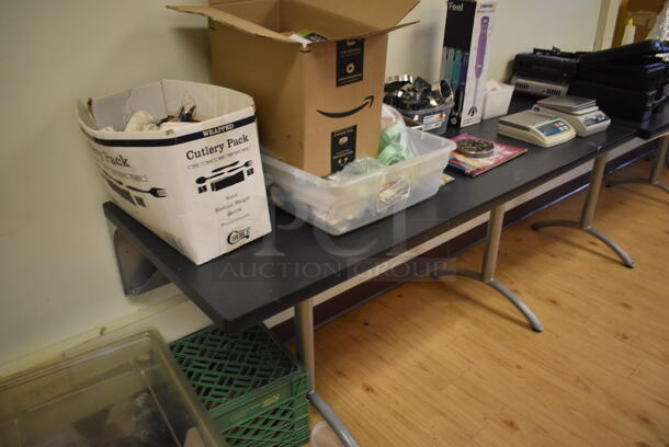 ALL ONE MONEY! Lot of 2 Tables w/ Contents Including 2 Scales, Cookie Cutters and Icing Tips. BUYER MUST REMOVE. 66x24x29. (Computer Demo Lab 2) - Image 5 of 7