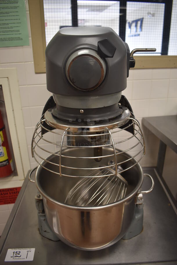 Hobart Legacy HL200 Metal Commercial Countertop 20 Quart Planetary Dough Mixer w/ Stainless Steel Mixing Bowl, Bowl Guard and Whisk Attachment on Stainless Steel Commercial Equipment Stand w/ Under Shelf. 100-120 Volts, 1 Phase. 17x23x30, 30x24x24. Tested and Working! (Restaurant Kitchen) - Image 4 of 10