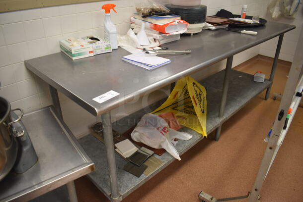 Stainless Steel Table w/ Metal Under Shelf. Does Not Include Contents. 96x30x35. (Restaurant Kitchen)