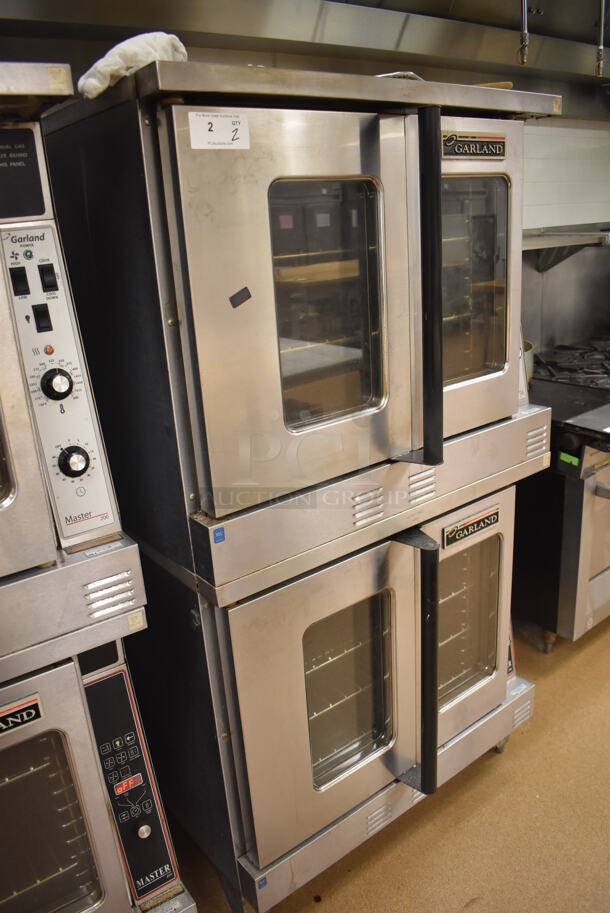 2 Garland Master 200 Stainless Steel Commercial Natural Gas Powered Full Size Convection Ovens w/ View Through Doors, Metal Oven Racks and Thermostatic Controls. BUYER MUST REMOVE. 38x42x71.5. 2 Times Your Bid! Tested and Working! (Pastry Kitchen) - Image 3 of 10