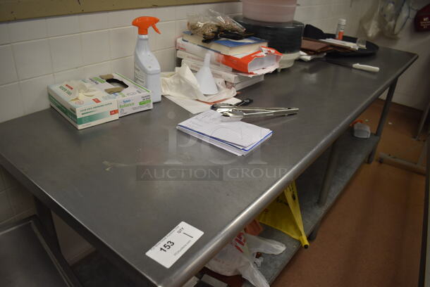 Stainless Steel Table w/ Metal Under Shelf. Does Not Include Contents. 96x30x35. (Restaurant Kitchen) - Image 2 of 3