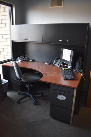 ALL ONE MONEY! Lot of Desk, Computer, Phone and Office Chair. BUYER MUST REMOVE. (Offices - Hallway by Facilities Closet)