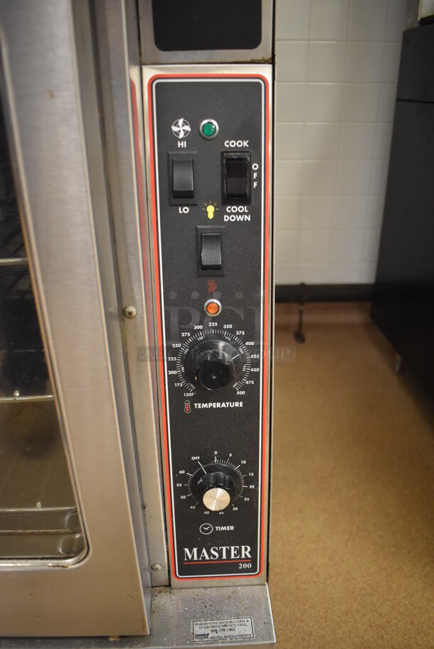 2 Garland Master 200 Stainless Steel Commercial Natural Gas Powered Full Size Convection Ovens w/ View Through Doors, Metal Oven Racks and Thermostatic Controls. BUYER MUST REMOVE. 38x42x71.5. 2 Times Your Bid! Tested and Working! (Pastry Kitchen) - Image 7 of 10