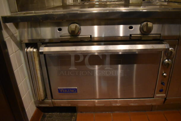 Viking Stainless Steel Commercial Gas Powered Prep Station w/ 4 Burner Charbroiler Style Grill, Oven, 2 Single Induction Burners, 2 Burner Hot Plate Grill, Convection Oven, Salamander Cheese Melter and Waring Mixer. BUYER MUST REMOVE. 87x65x74. Tested and Working! (Demo Kitchen) - Image 3 of 12