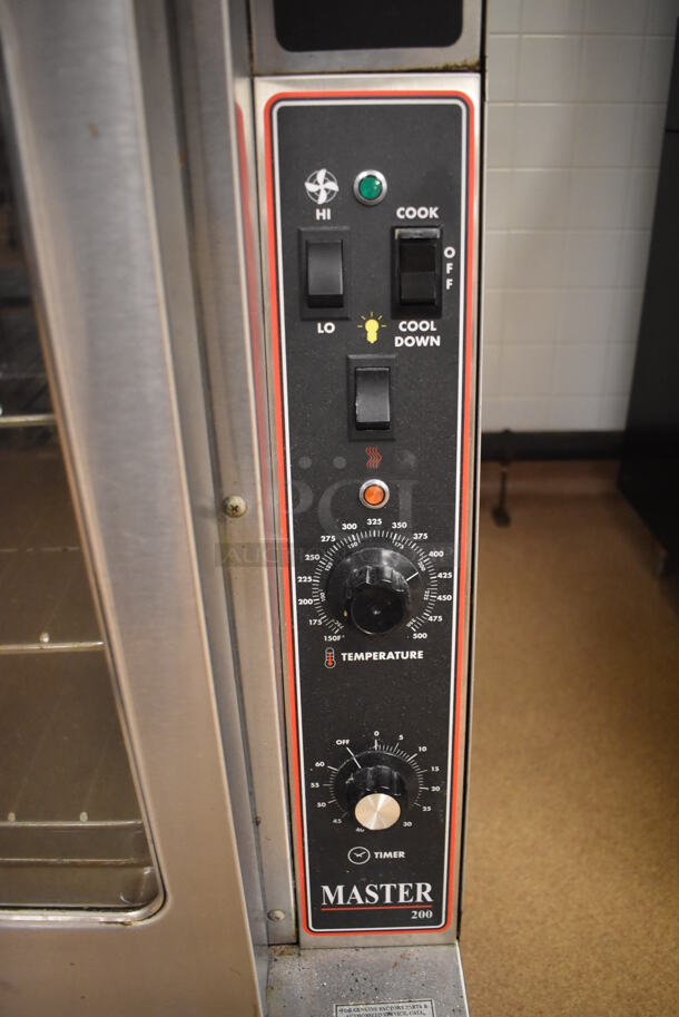 2 Garland Master 200 Stainless Steel Commercial Natural Gas Powered Full Size Convection Ovens w/ View Through Doors, Metal Oven Racks and Thermostatic Controls. BUYER MUST REMOVE. 38x42x71.5. 2 Times Your Bid! Tested and Working! (Pastry Kitchen) - Image 10 of 10
