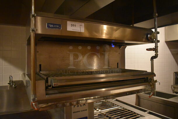 Viking Stainless Steel Commercial Gas Powered Prep Station w/ 4 Burner Charbroiler Style Grill, Oven, 2 Single Induction Burners, 2 Burner Hot Plate Grill, Convection Oven, Salamander Cheese Melter and Waring Mixer. BUYER MUST REMOVE. 87x65x74. Tested and Working! (Demo Kitchen) - Image 5 of 12