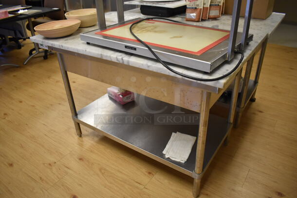 2 Regency Stainless Steel Table w/ Marble Countertop and Stainless Steel Under Shelf. Does Not Include Contents. 50x32x34. 2 Times Your Bid! (Computer Demo Lab 2) - Image 3 of 3