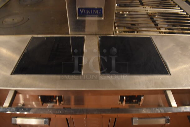 Viking Stainless Steel Commercial Gas Powered Prep Station w/ 4 Burner Charbroiler Style Grill, Oven, 2 Single Induction Burners, 2 Burner Hot Plate Grill, Convection Oven, Salamander Cheese Melter and Waring Mixer. BUYER MUST REMOVE. 87x65x74. Tested and Working! (Demo Kitchen) - Image 6 of 12