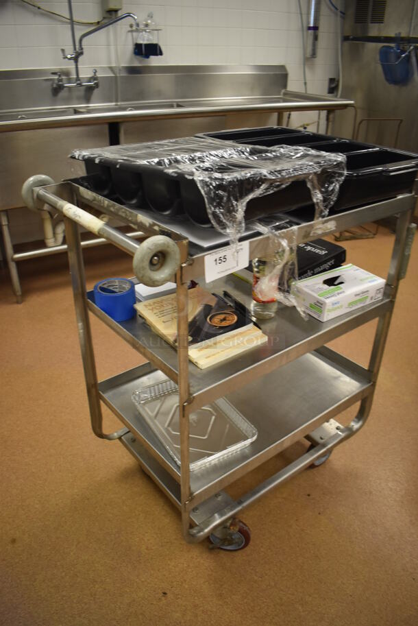 Stainless Steel Commercial 3 Tier Cart on Commercial Casters. Does Not Include Contents. 20x32x38. (Restaurant Kitchen) - Image 2 of 5
