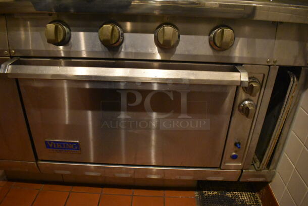 Viking Stainless Steel Commercial Gas Powered Prep Station w/ 4 Burner Charbroiler Style Grill, Oven, 2 Single Induction Burners, 2 Burner Hot Plate Grill, Convection Oven, Salamander Cheese Melter and Waring Mixer. BUYER MUST REMOVE. 87x65x74. Tested and Working! (Demo Kitchen) - Image 12 of 12