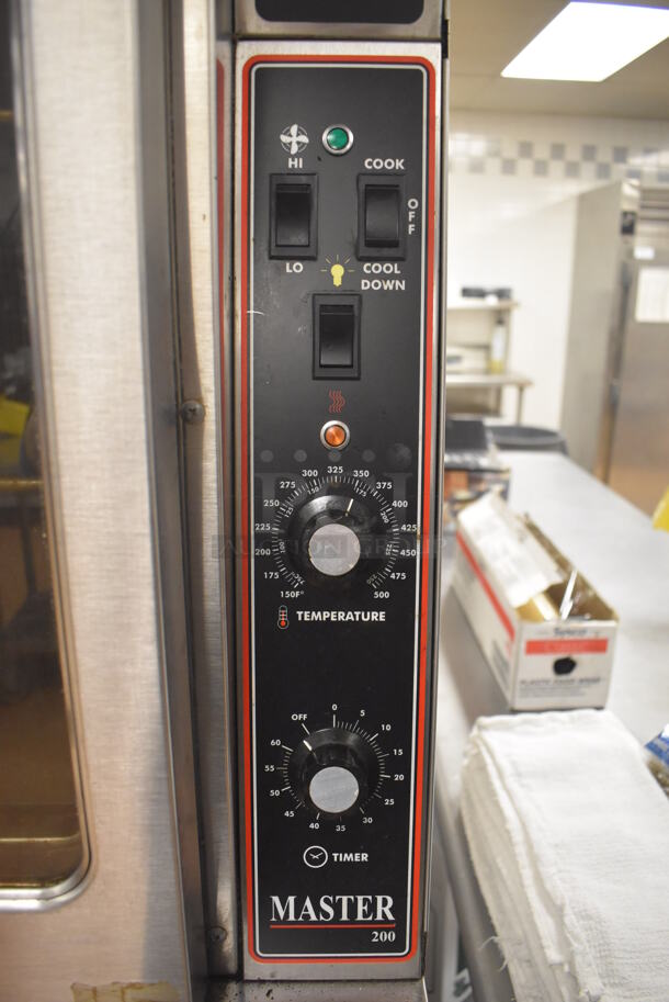 2 Garland Master 200 Stainless Steel Commercial Natural Gas Powered Full Size Convection Ovens w/ View Through Doors, Metal Oven Racks and Thermostatic Controls. BUYER MUST REMOVE. 38x42x71. 2 Times Your Bid! Tested and Working! (Restaurant Kitchen) - Image 4 of 8