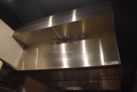 6.5' Aquamatic 5430 AM-SCA-N Stainless Steel Commercial Grease Hood w/ Make Up Air Fan. BUYER MUST REMOVE. 80x54x35, 80x16x12. (Demo Kitchen)