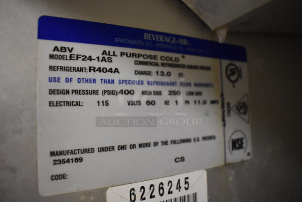 Beverage Air EF24-1AS Stainless Steel Commercial Single Door Reach In Freezer w/ Poly Coated Racks on Commercial Casters. 115 Volts, 1 Phase. 25x32x84. Tested and Working! (Store Room) - Image 6 of 6