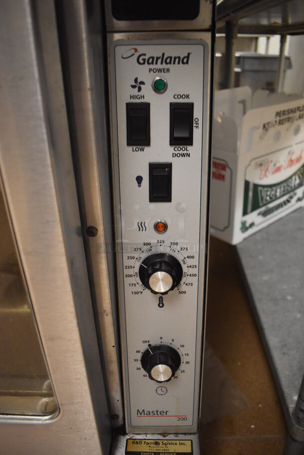 2 Garland Master 200 Stainless Steel Commercial Natural Gas Powered Full Size Convection Ovens w/ View Through Doors, Metal Oven Racks and Thermostatic Controls. BUYER MUST REMOVE. 38x42x71. 2 Times Your Bid! Tested and Working! (Restaurant Kitchen) - Image 7 of 8
