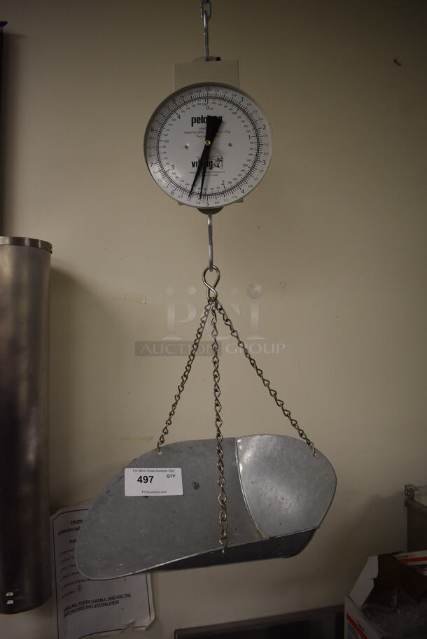 Pelouze Ceiling Mount Food Portioning Scale w/ Metal Bowl. (Store Room) - Image 1 of 5