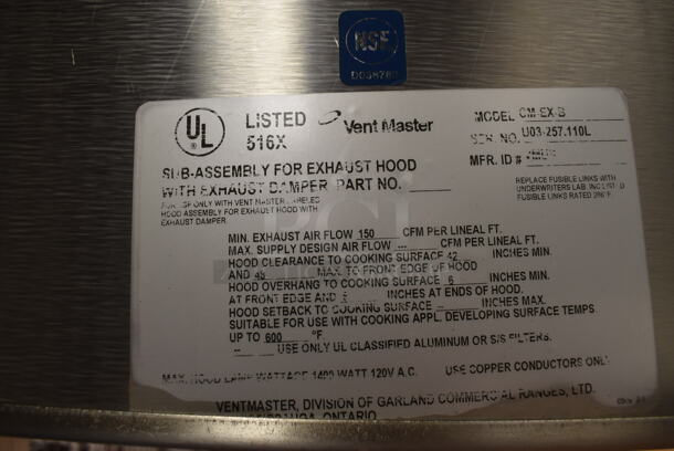 LATE MODEL! 14' Vent Master CM-EX-B Stainless Steel Commercial Grease Hood w/ Filters. BUYER MUST REMOVE. 171x60x26. (Pastry Kitchen)  - Image 6 of 9