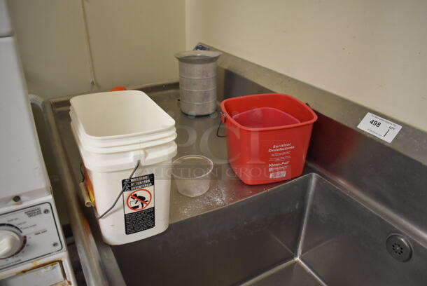 Stainless Steel Commercial 2 Bay Sink w/ Dual Drain Boards, Faucet, Handles and Spray Nozzle Attachment. BUYER MUST REMOVE. 121x30x45. Bays 24x24x14. Drain Board 33x26x1. (Store Room) - Image 5 of 7