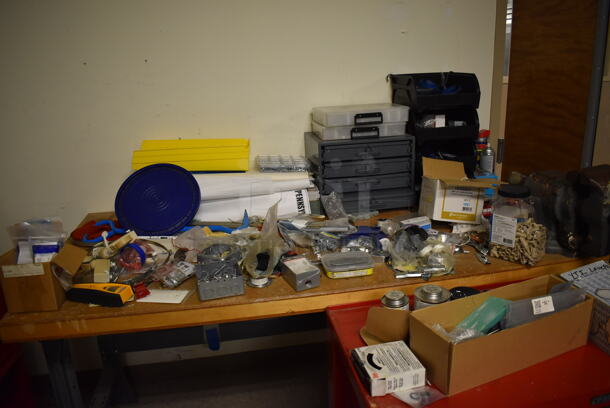 ALL ONE MONEY! Lot of 2 Craftsman Toolboxes, Wooden Table and Contents. BUYER MUST REMOVE. Includes 72x36x34. (Maintenance Room) - Image 3 of 7
