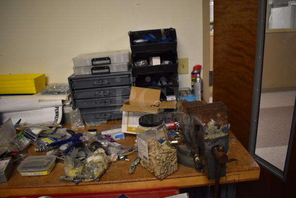 ALL ONE MONEY! Lot of 2 Craftsman Toolboxes, Wooden Table and Contents. BUYER MUST REMOVE. Includes 72x36x34. (Maintenance Room) - Image 5 of 7