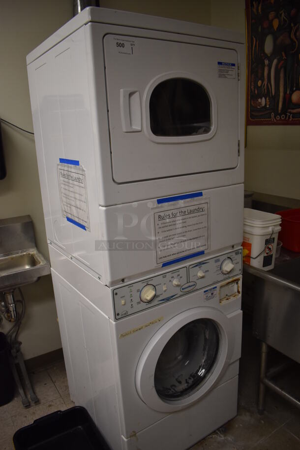 Alliance Stacked Front Load Washer and Dryer Unit. Model LTSA9AWN 120 Volts, 1 Phase Washer. 27x28x76. (Store Room) - Image 3 of 8