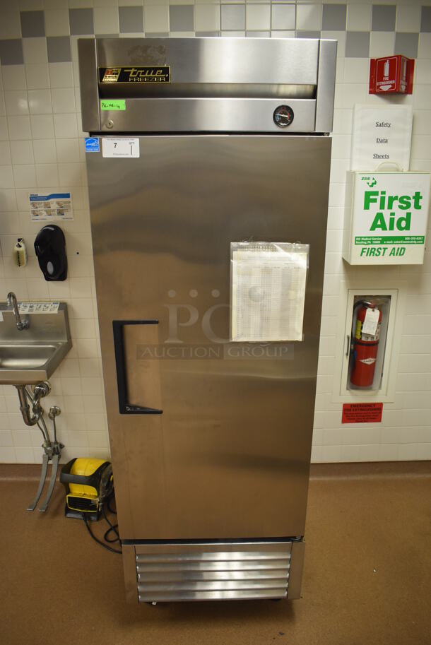2012 True T-23F ENERGY STAR Stainless Steel Commercial Single Door Reach In Freezer w/ Poly Coated Racks on Commercial Casters. Does Not Include Contents. 115 Volts, 1 Phase. Tested and Working! (Pastry Kitchen) 