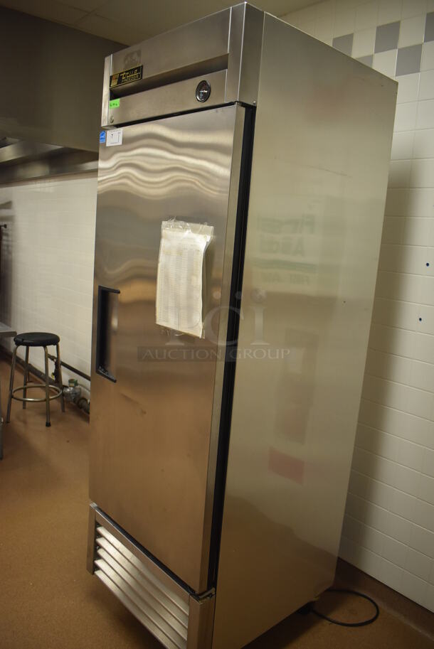 2012 True T-23F ENERGY STAR Stainless Steel Commercial Single Door Reach In Freezer w/ Poly Coated Racks on Commercial Casters. Does Not Include Contents. 115 Volts, 1 Phase. Tested and Working! (Pastry Kitchen)  - Image 3 of 6