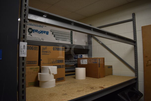 Gray Metal Shelving Unit w/ Contents and 2 Poly Carts. BUYER MUST REMOVE. Includes 88x48x96. (Maintenance Room) - Image 3 of 4