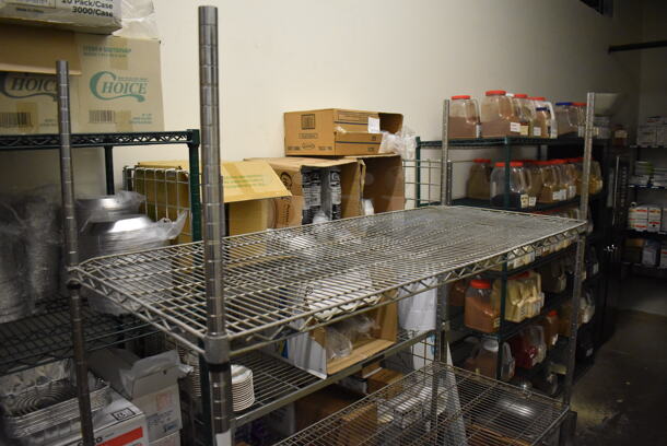 Metro Chrome Finish 3 Tier Wire Shelving Unit on Commercial Casters. BUYER MUST DISMANTLE. PCI CANNOT DISMANTLE FOR SHIPPING. PLEASE CONSIDER FREIGHT CHARGES. 60x24x80. (Store Room) - Image 2 of 4