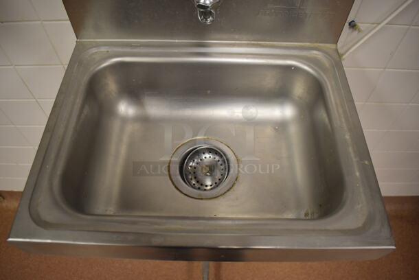 Advance Tabco Stainless Steel Commercial Single Bay Wall Mount Sink w/ Faucet and Pedals. BUYER MUST REMOVE. 17.5x15.5x19. (Restaurant Kitchen) - Image 4 of 6