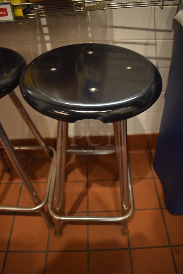2 Metal Stools w/ Black Seat. 12x12x25. 2 Times Your Bid! (Demo Kitchen) - Image 2 of 3