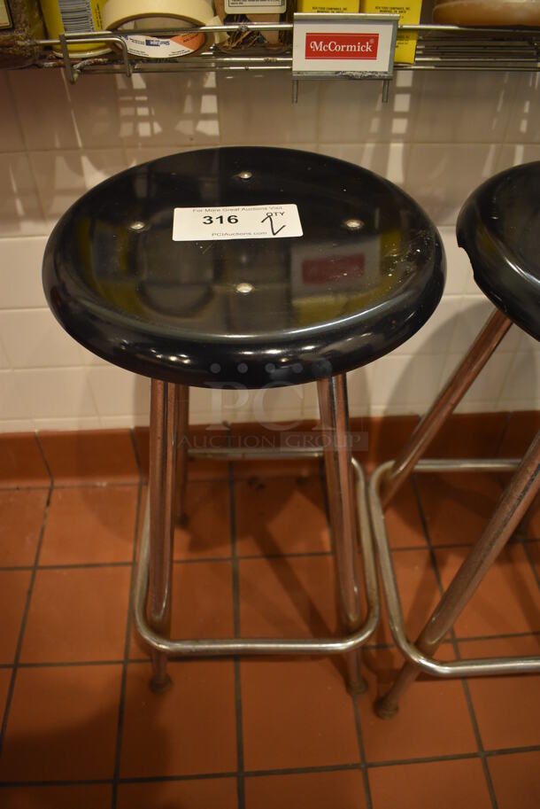2 Metal Stools w/ Black Seat. 12x12x25. 2 Times Your Bid! (Demo Kitchen) - Image 3 of 3